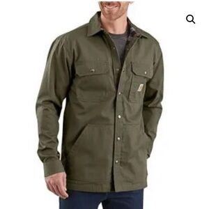 Carhartt Jacket Mens LRG Green 104146 ARG Ripstop Flannel Lined Chore Snap